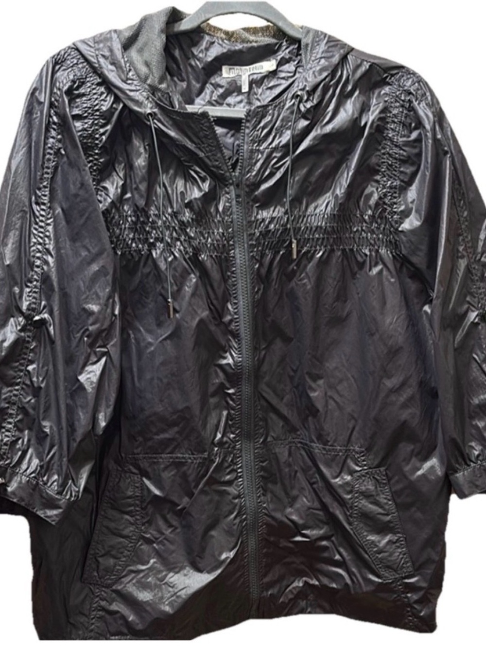 Monoreno Black Hooded Windbreaker Jacket